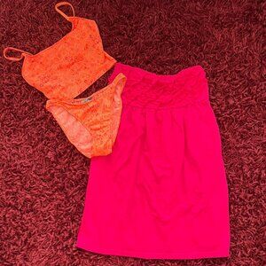 ISLAND SOUL - 2 piece swim suit with OP Pink Cover up NWT sz S/M